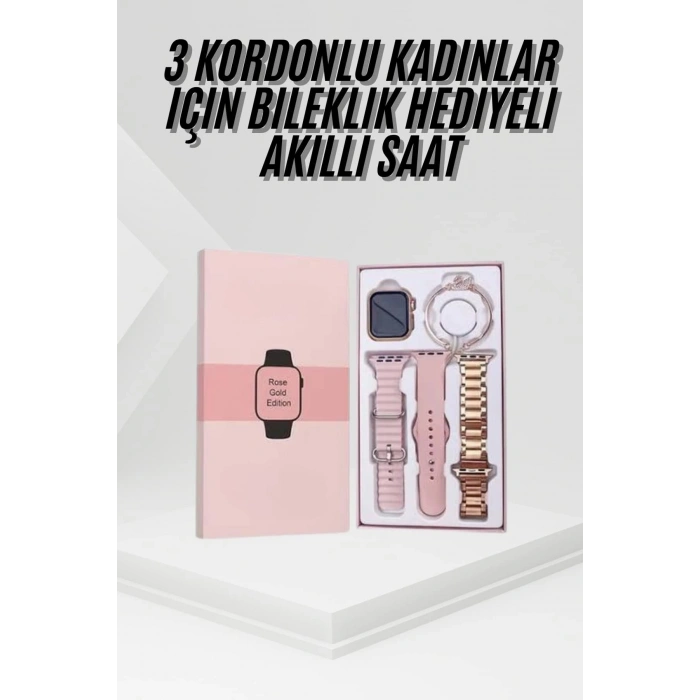 Yeni Nesil Kadın Akıllı Saat Rose Gold Android ve İos Uyumlu