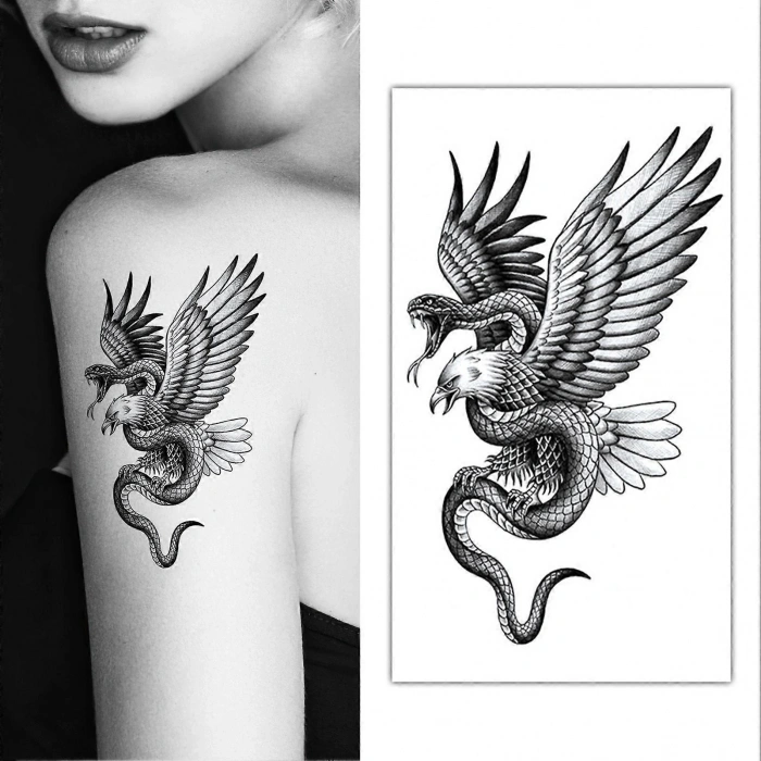 Yılanlı Kartal Geçici Dövme Şablonu