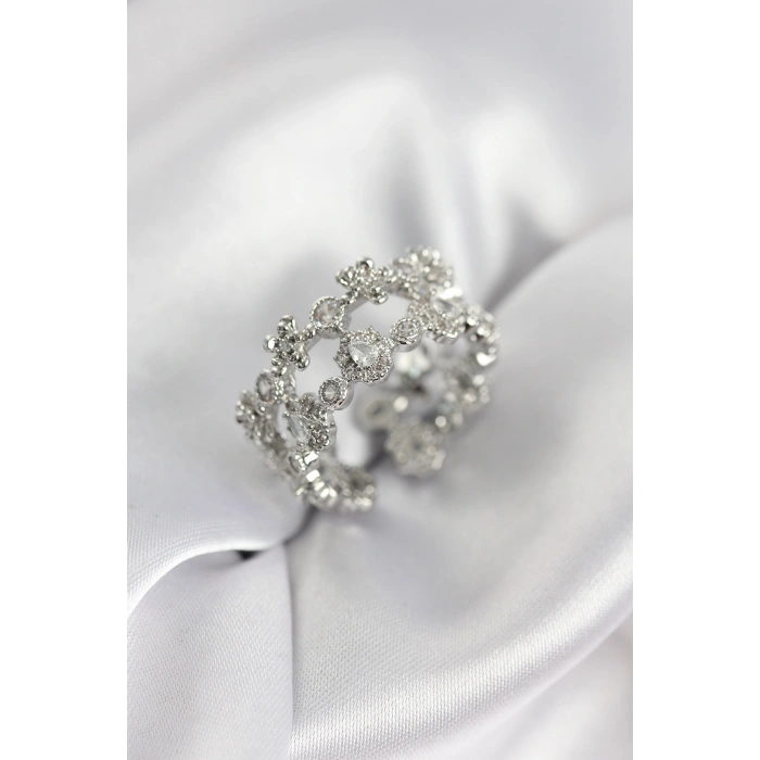 Zirkon Taşlı 2li Model Gümüş Renk Kadın Yüzük