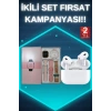 3 Kordonlu Pembe Amoled Ekran Akıllı Saat ve Yeni Nesil Pro Kablosuz Bluetooth Kulaklık ANC/ENC