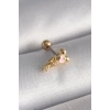 316L Çelik Gold Renk Zirkon Taş Detay Pembe Kalp İşleme Tragus Piercing