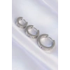 316L Çelik Gümüş Renk Model 3lü Halka Küpe