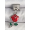 316L Çelik Gümüş Renk Sallantı Kırmızı Gül Model Nomination Charm
