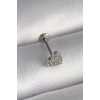 316L Çelik Gümüş Renk Zirkon Taşlı Kalp Model Tragus Piercing