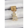 316L Çelik Sallantılı Zirkon Taşlı Ayıcık Model Gold Renk Nomination Charm
