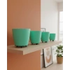 4’lü 3D Modern Yeşil Vazo Seti Dekoratif Ayaklı Saksı Takımı