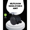 6 cm Kilitli Tekerlek Ayak 4 Adet Sehpa ve Ekipman Uyumlu