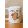Capybara Mode On Yazılı Komik Tasarım Kupa Model 238 Sevimli Baskılı Seramik Kahve Kupası