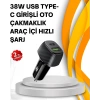 Kompakt Tasarımlı Type-C + USB Girişli Araç Şarj Başlığı