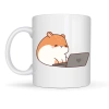Laptoplu Hamster Desenli Porselen Kupa MODEL 112 – Sevimli Çalışkan Hamster Tasarımlı Kahve Kupası , Ofis & Ev İçin Tatlı Hediye