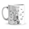 My World Kitap Temalı Tasarım Kupa Model 225 Minimal Baskılı Seramik Kahve Kupası