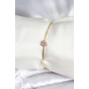 Pembe Zirkon Taşlı Kalp Model Gold Renk Kadın Bileklik