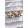Pirinç Gold Renk Damla Kıvrım Tasarımlı Halka Küpe