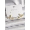 Pirinç Gold Renk Zirkon Taşlı Kelebek Model Kadın Küpe