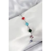 Pirinç Gümüş Renk Karışık Renk Zirkon Taşlı Kadın Bileklik