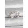 Pirinç Gümüş Renk Zirkon Taşlı Beyaz Mineli Kelebek Model Ayarlanabilir Yüzük