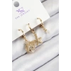 Pirinç Zirkon Taşlı 3lü İstiridye Ve Yıldız Model Gold Renk Kadın Küpe