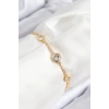 Pirinç Zirkon Taşlı Daire Model Gold Renk Asansörlü Kadın Bileklik