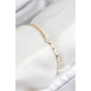 Pirinç Zirkon Taşlı Damla Model Ezme Zincir Gold Renk Kadın Bileklik