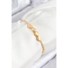 Pirinç Zirkon Taşlı Sonsuzluk Model Gold Renk Asansörlü Kadın Bileklik