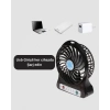 Şarjlı USB Fan – Masaüstü Mini Vantilatör, Taşınabilir, Işıklı, 3 Kademeli, Sessiz