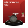 Sessiz Dönen Kilitli Mobilya Tekerleği 4 cm