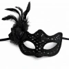 Siyah Tüylü Balo Maskesi Kadın Parti Aksesuarı