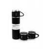 Termos Paslanmaz Çelik Termos Siyah Renk 3 Bardaklı Termos Seti