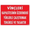 Vinçleri Kapasitesinin Üzerindeki Yüklerle Çalıştırarak Tehlikeli Ve Ya Uyarı Levhası 25x35 KOD:1334