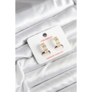 14K Gold Renk Kaplama Zirkon Taşlı CM Kadın Küpe