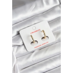 14K Gold Renk Kaplama Zirkon Taşlı Halka Model CM Kadın Küpe