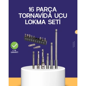 16 Parça Bits ve Adaptör Seti Vidalama Tamir Bakım Seti