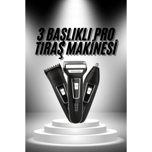 3lü Set Saç Sakal Kesme Traş Makinesi Burun Kılı Alma Tıraş Makinesi