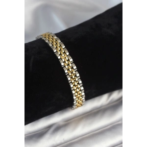 316L Çelik 9 mm Kalınlıkta Gold ve Gümüş Renkli Erkek Bileklik