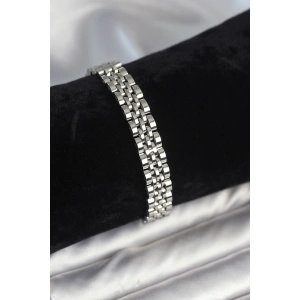 316L Çelik 9 mm Kalınlıkta Gümüş Renkli Erkek Bileklik