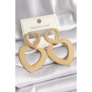 316L Çelik Gold Renk Kalp Model Kadın Küpe