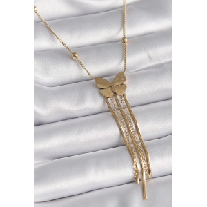 316L Çelik Gold Renk Kelebek Figür Sallantı İtalyan Zincirli Kadın Kolye