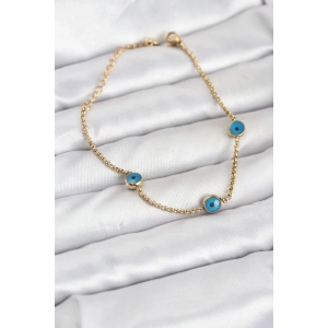 316L Çelik Gold Renkli Nazar Boncuk Model Kadın Bileklik