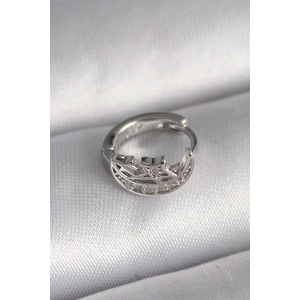 316L Çelik Gümüş Renk Zirkon Taşlı Ay Yıldız Model Tragus Piercing