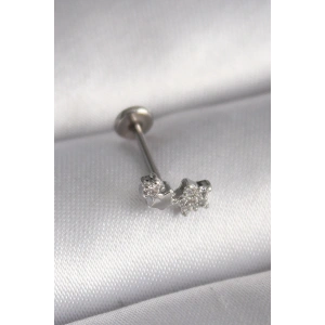316L Çelik Gümüş Renk Zirkon Taşlı Yıldız Model Tragus Piercing