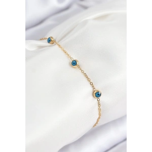 316L Çelik Nazar Boncuğu Model Gold Renk Kadın Bileklik