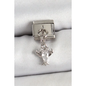 316L Çelik Sallantılı Zirkon Taşlı Yengeç Model Gümüş Renk Nomination Charm