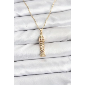 316L Çelik Zincir Gold Renk Balık Model Zirkon Taşlı Kadın Kolye