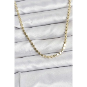 316L Çelik Zincir Gold Renk Ezme Zincir Model  45 cm Kadın Kolye