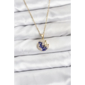 316L Çelik Zincir Gold Renk Gece Model Zirkon Taşlı Kadın Kolye