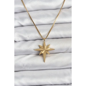 316L Çelik Zincir Gold Renk Kutup Yıldızı Model 60 cm Zincir Kadın Kolye