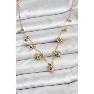 316L Çelik Zincir Gold Renk Topçuklu Kolye