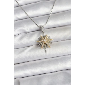 316L Çelik Zincir Gümüş Renk Kutup Yıldızı Model Kadın Kolye