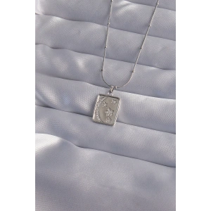 316L Çelik Zincir Gümüş Renk Zirkon Taşlı Ay Yıldız Figürlü Tarot Kolye