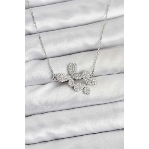 316L Çelik Zincir Gümüş Renk Zirkon Taşlı Kelebek Model Kadın Kolye